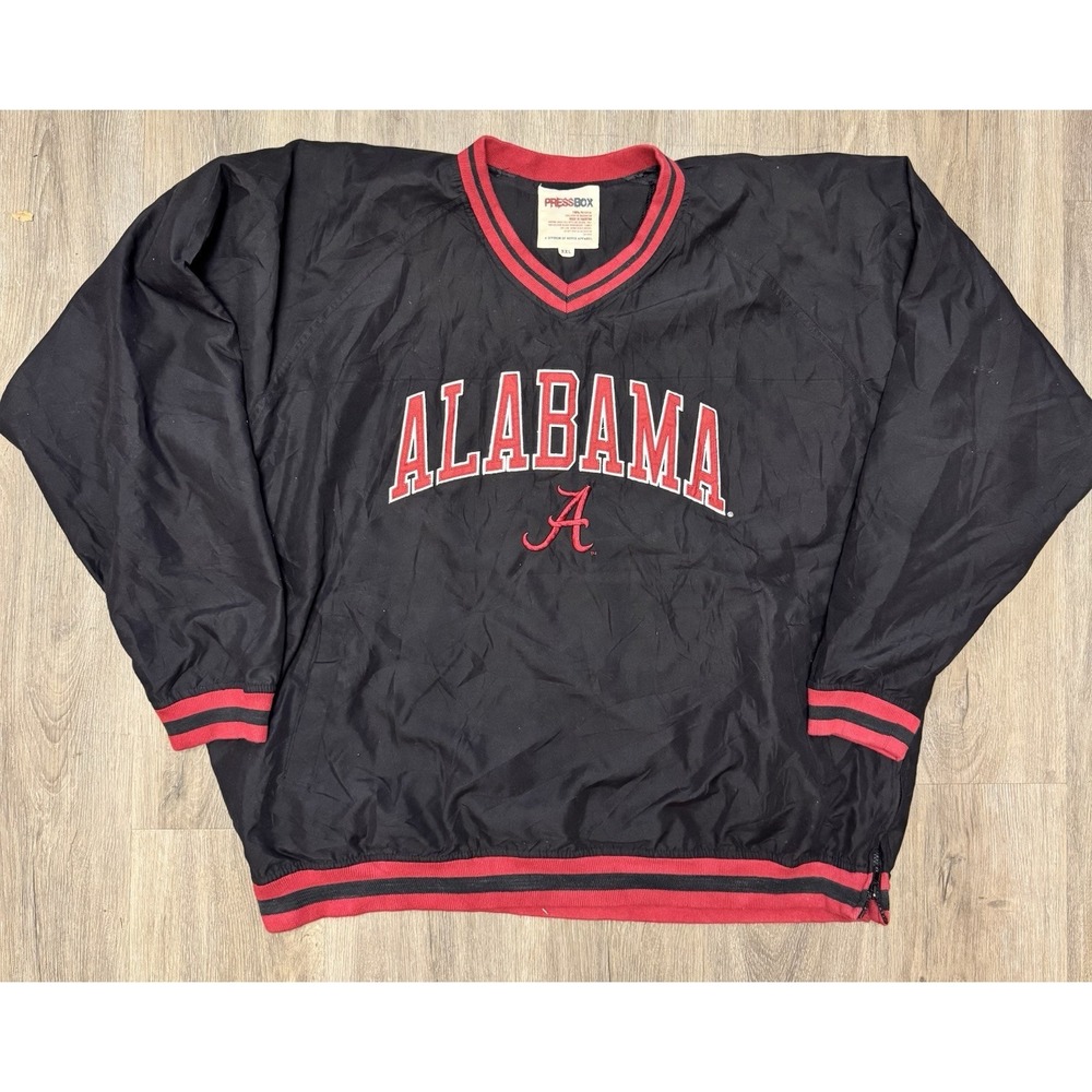 Vintage Alabama Crimson Tide Press Box Pullover Jacket XXL Black‎